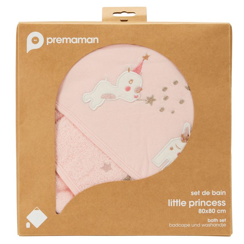 Set de bain cape + gant de toilette Little Princess - Multicolore