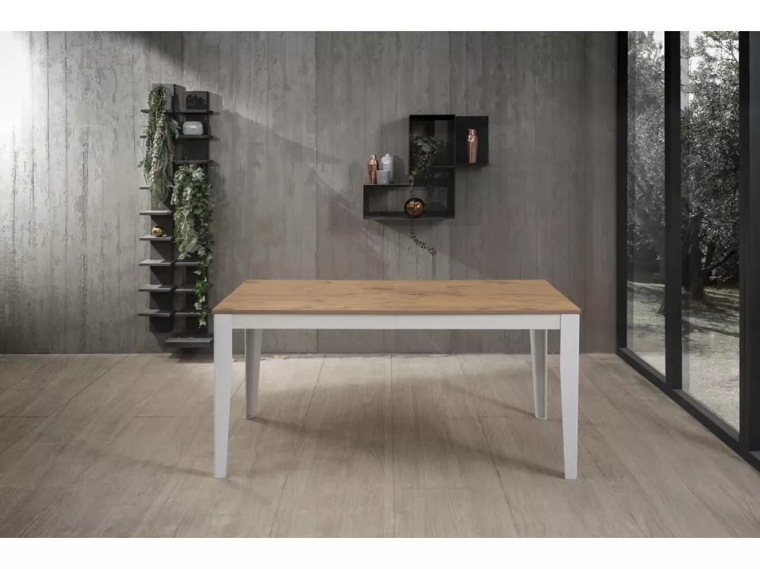 Big Table extensible (130/290 x 80 cm) en Mélamine Blanc