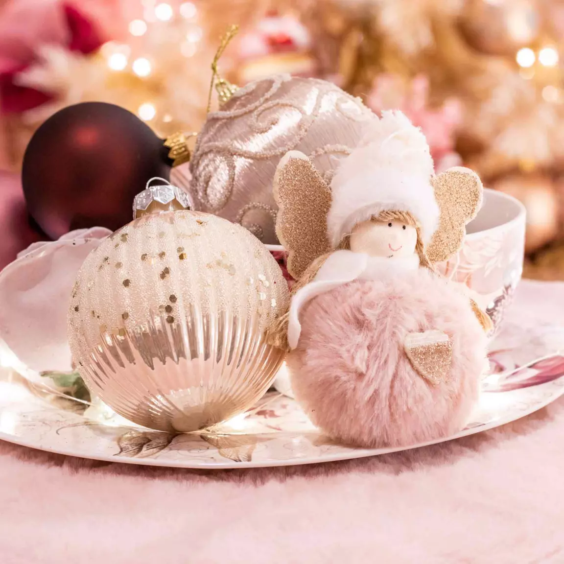Lot de 12 boules de Noël (D80 mm) Cyria Perle