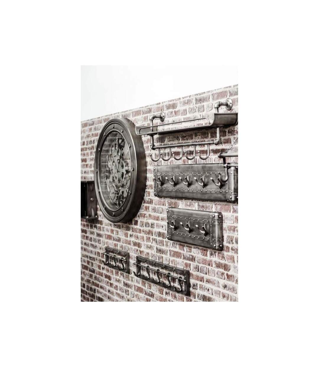 Paris Prix - Patère Murale En Métal 5 Crochets 73cm Anthracite