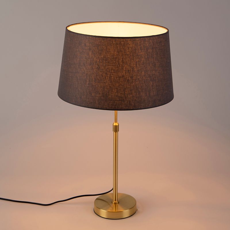 Tafellamp goud/messing met linnen kap grijs 35 cm - Parte