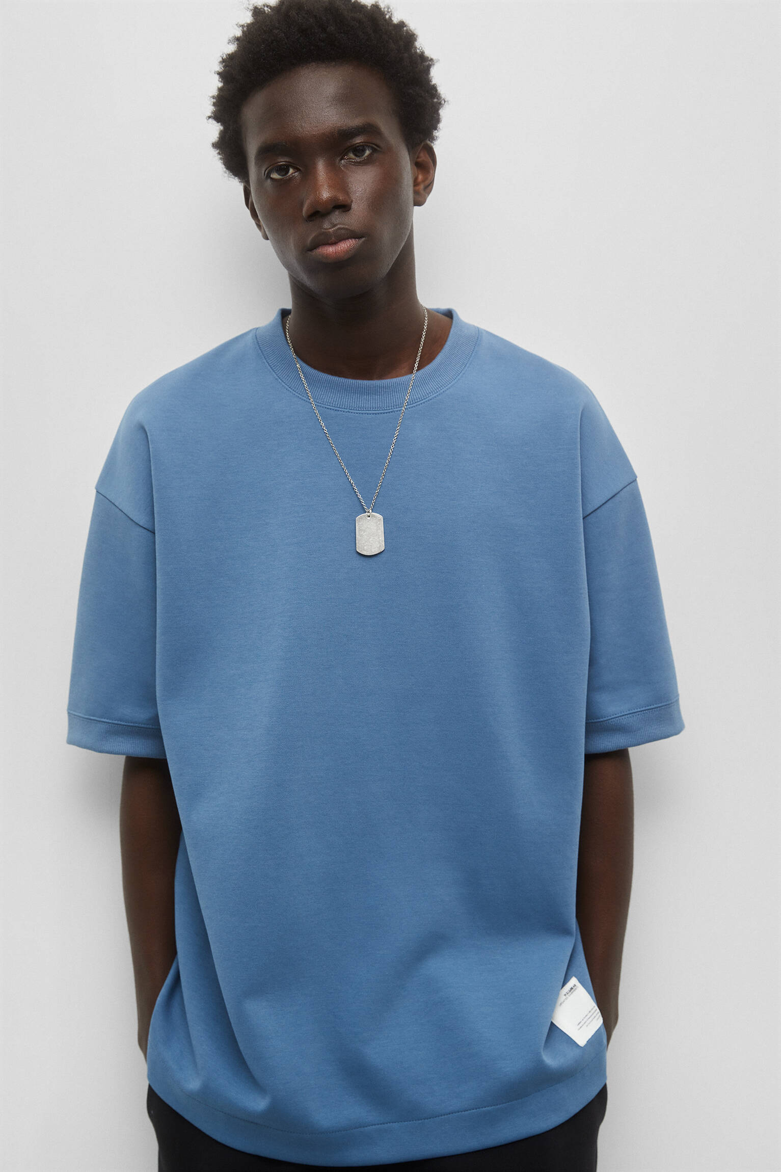 CAMISETA DE MOLETOM INTERLOCK - AZUL CLARO