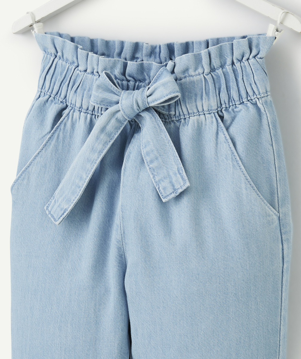 pantalon fluide fille en denim low impact avec ceinture