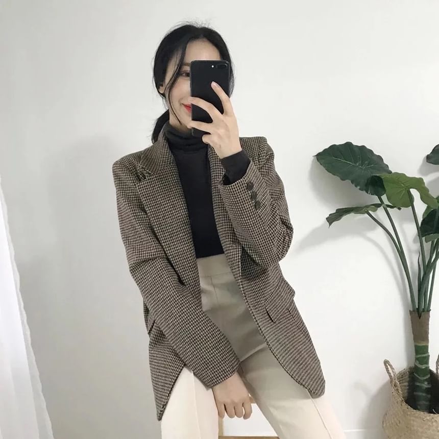 ISSOL - Pied-de-poule blazer met enkele rij knopen