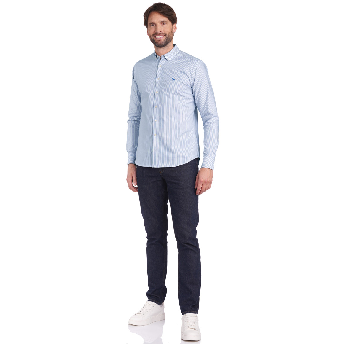 Jonas Nielsen Herren Hemd mit Button-down-Kragen blau / weiss
