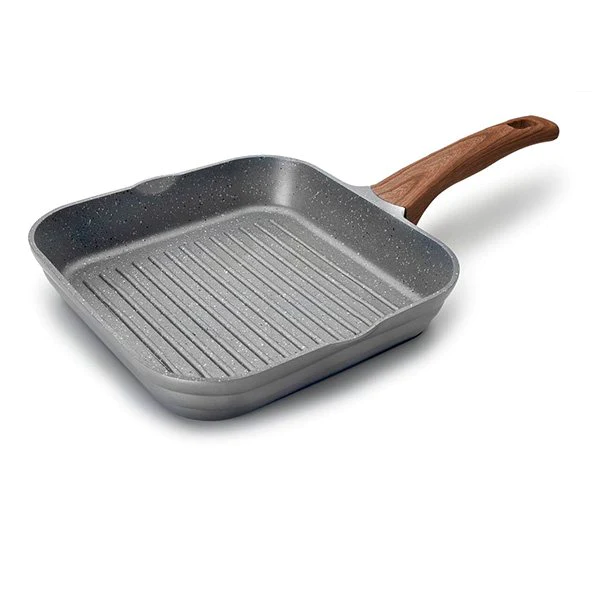 Grill carré Stilo avec poignée imitation bois 28 cm Lacor