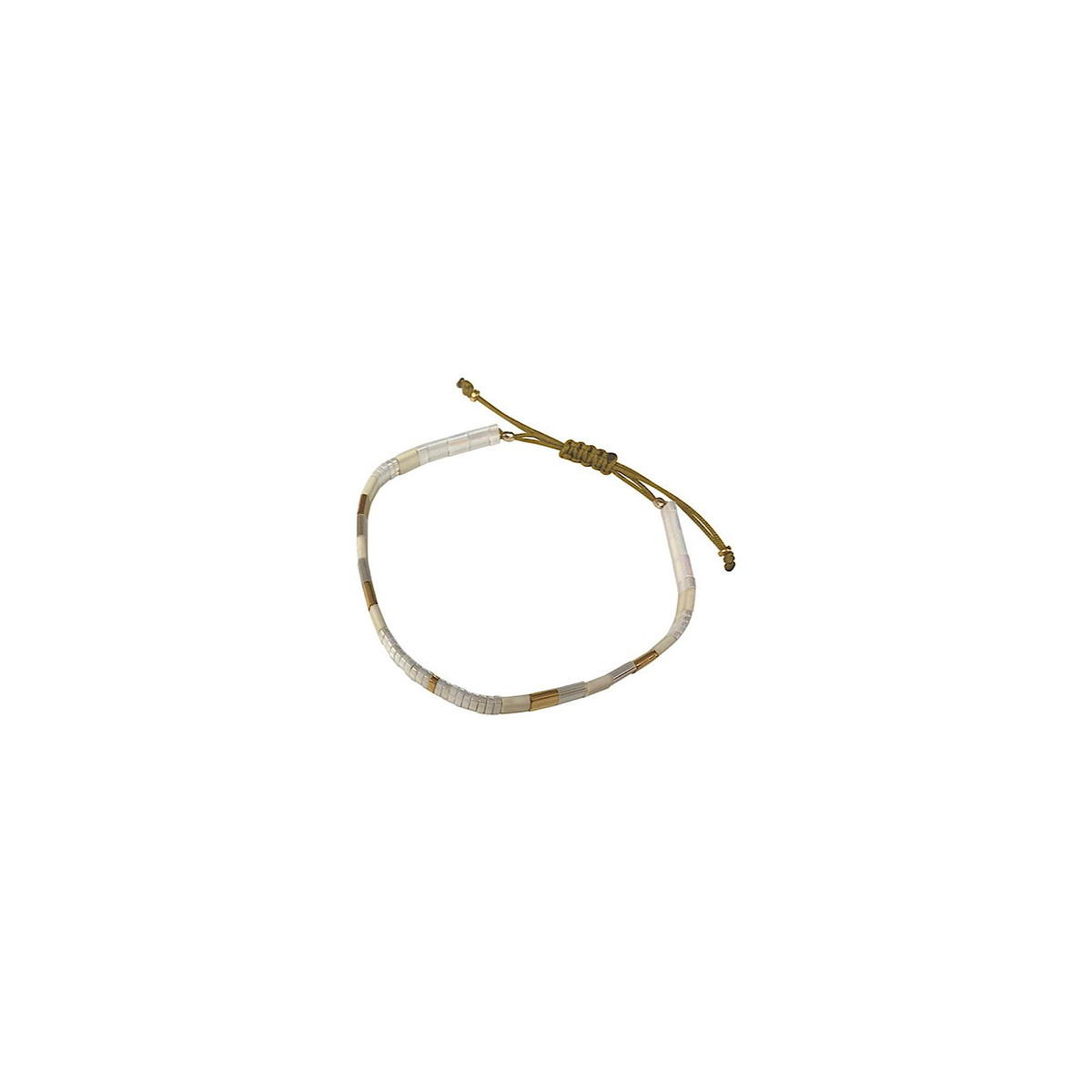 Bracelet Claire BERTEAU White Perles plates en verre 1
