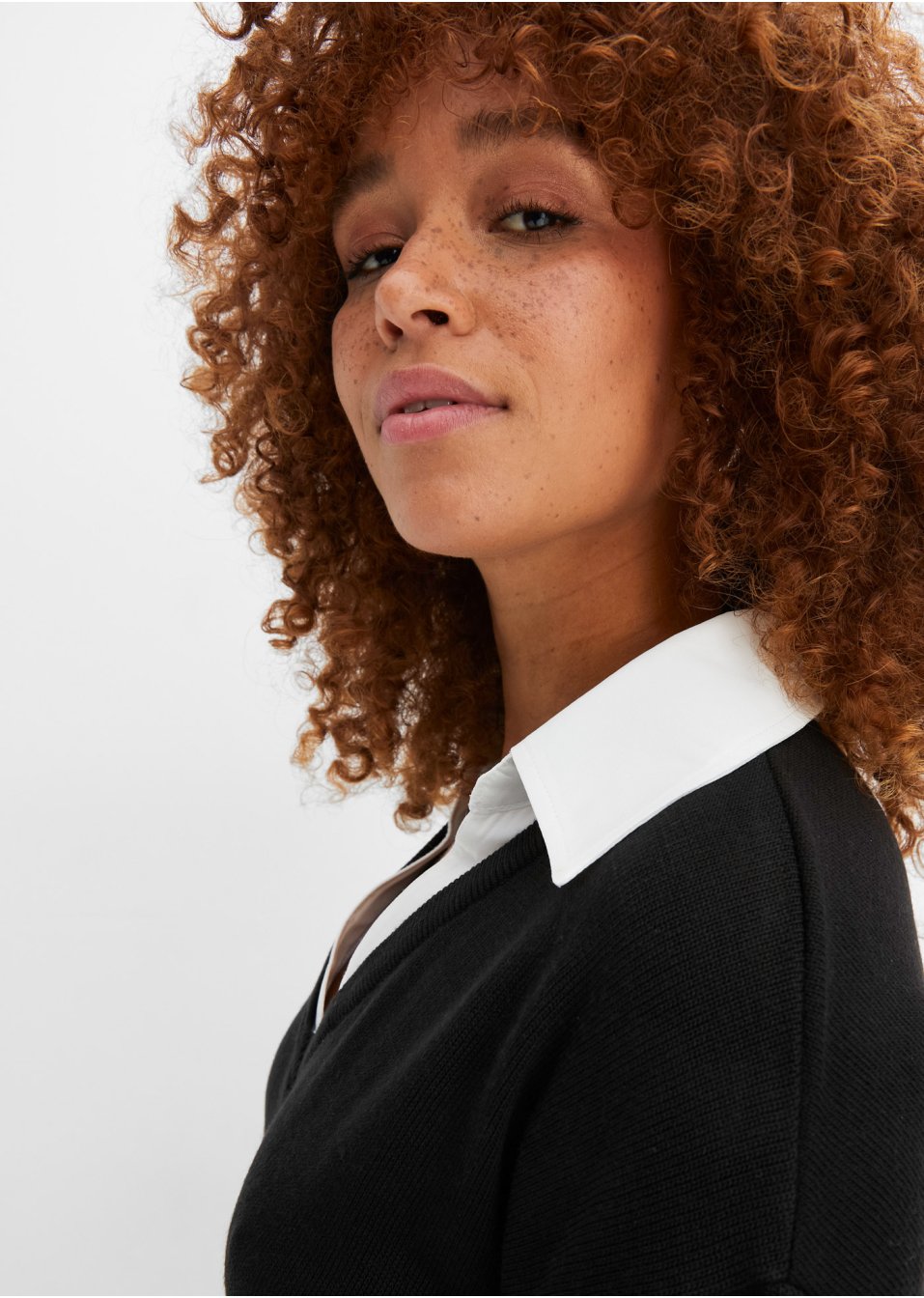 Robe en maille à empiècement chemisier
