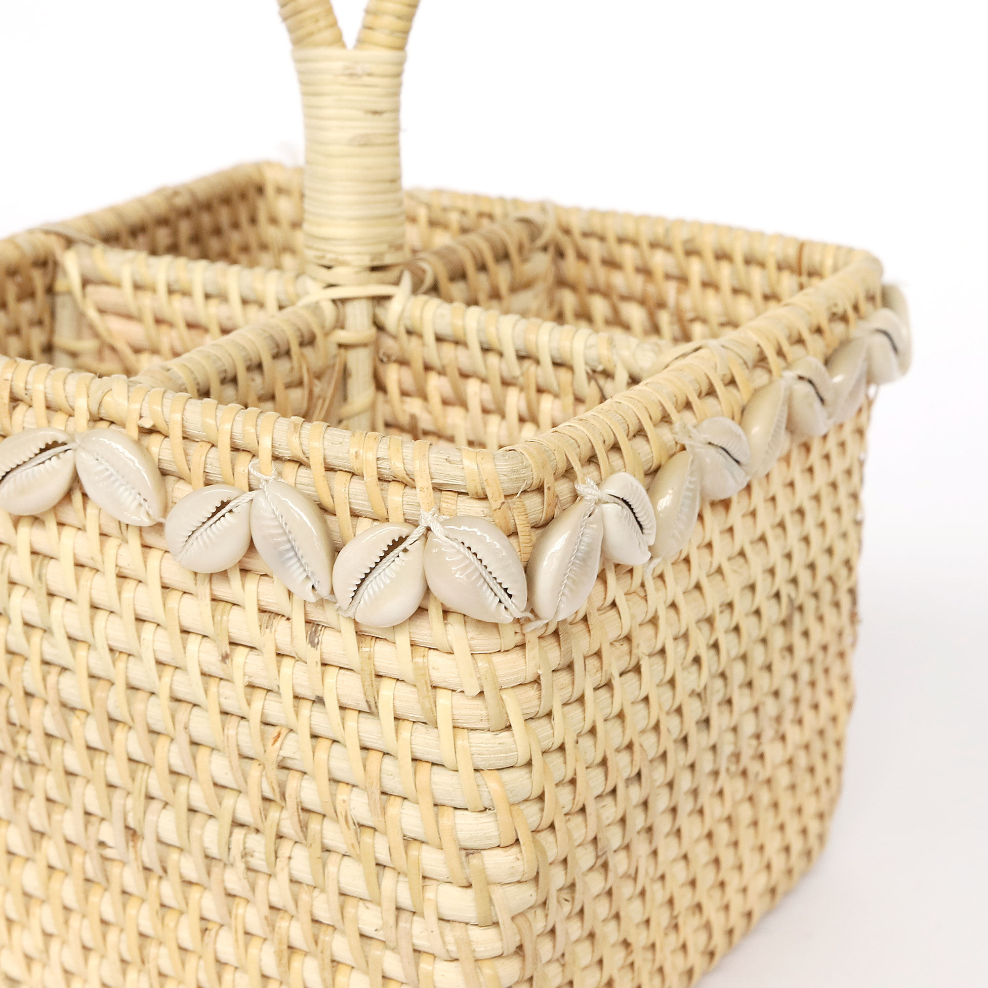 Besteck-Korb mit Muscheln, Rattan, B 18 cm, L 18 cm, H 28 cm zu 44,00