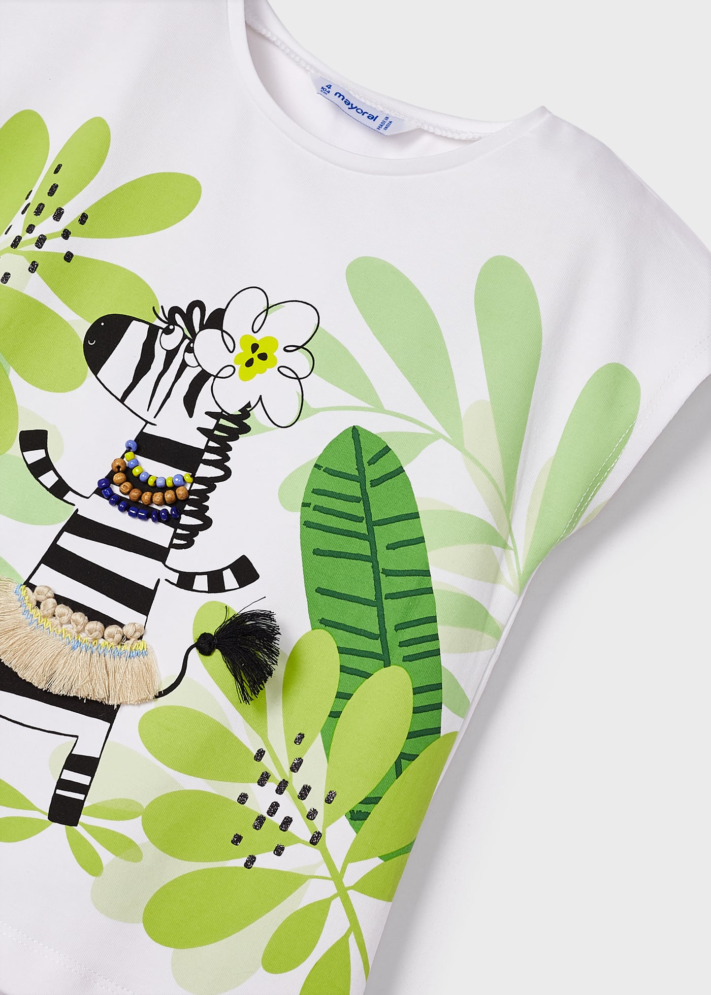 Camiseta de algodão de manga curta com estampa para meninas