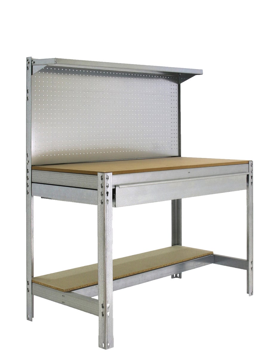 PROREGAL Buffalo werkbank met gereedschapswand, lade en plank, HxBxD 84 x 120 x 61 cm, draagvermogen 600 kg, gegalvaniseerd