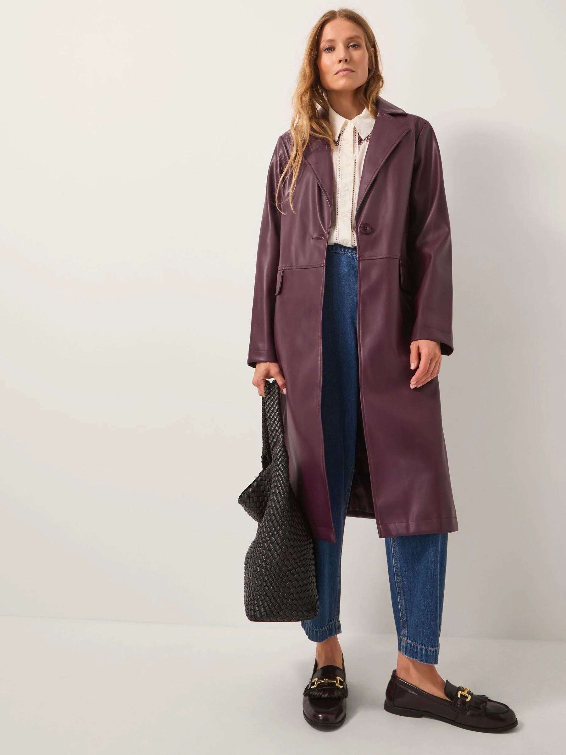 Monsoon Paola Faux Leather Trench Coat