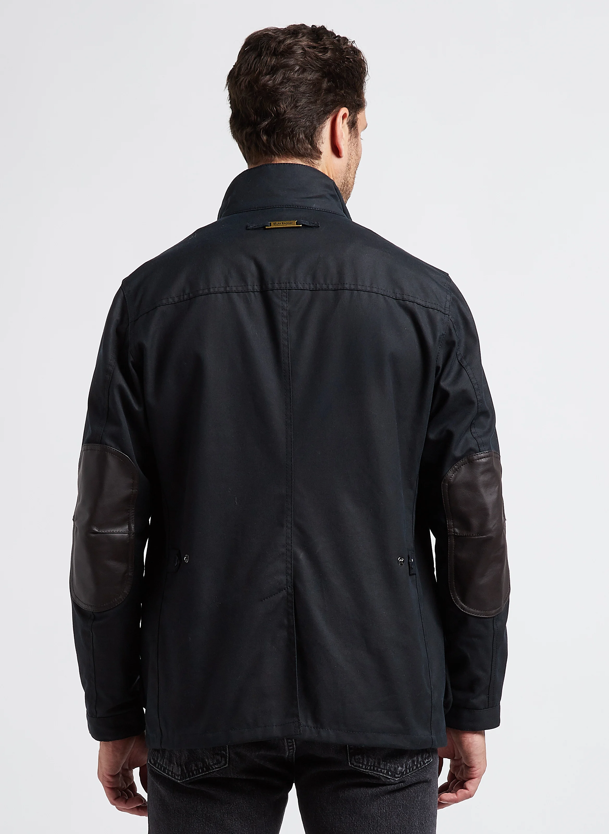 Veste col montant en coton ciré| Bleu