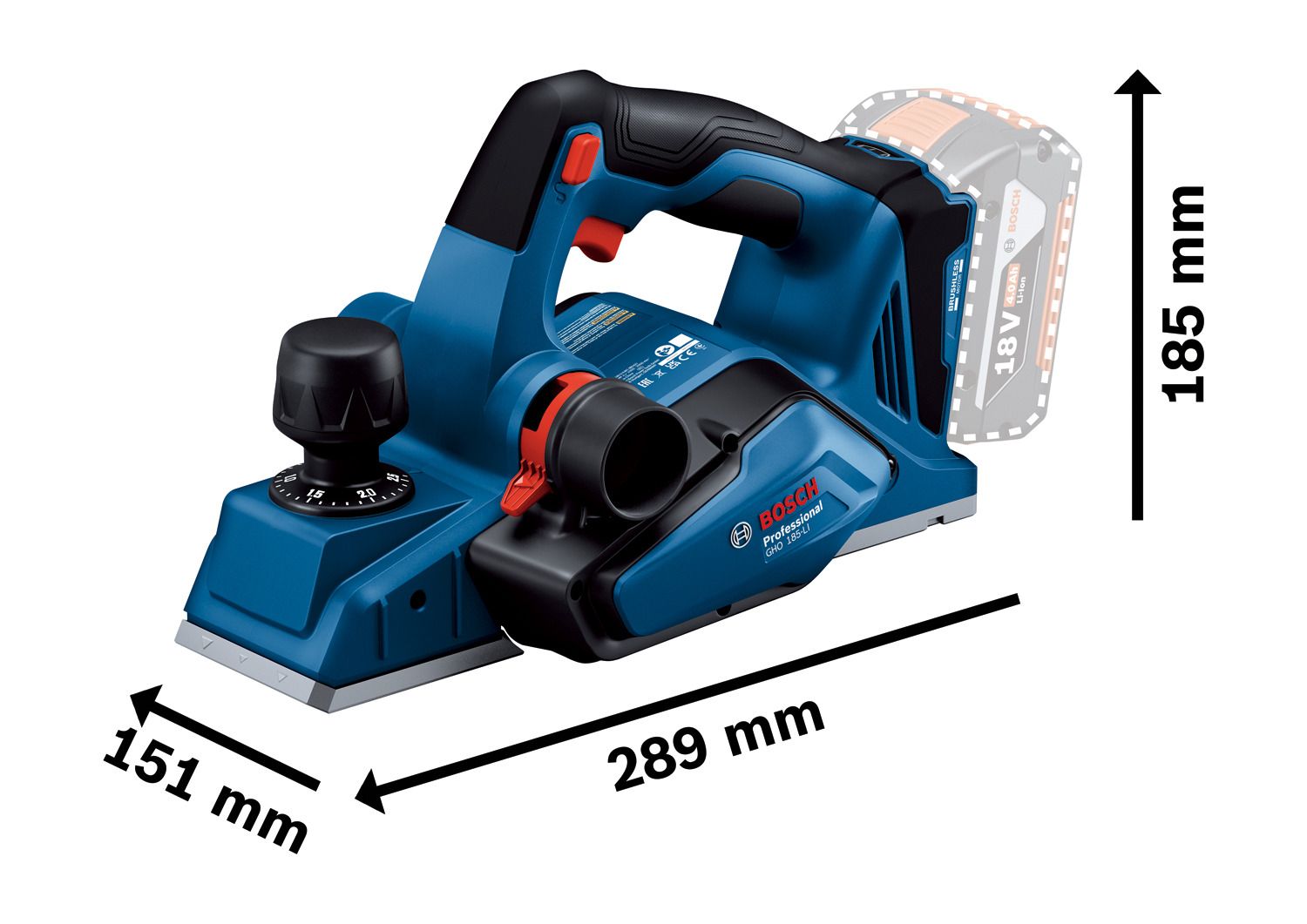 Bosch Professional GHO 18V-26 Accu schaafmachine 18V Basic Body in L-Boxx - 06015B5000
