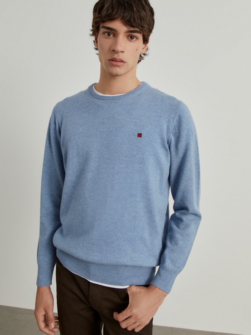 Pullover decote redondo em lã