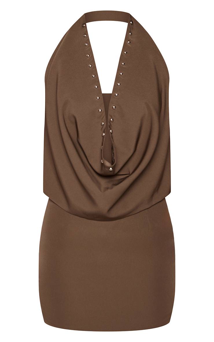 Vert Olive Robe Mini Tissée À Col Bénitier Avec Détails Œillets