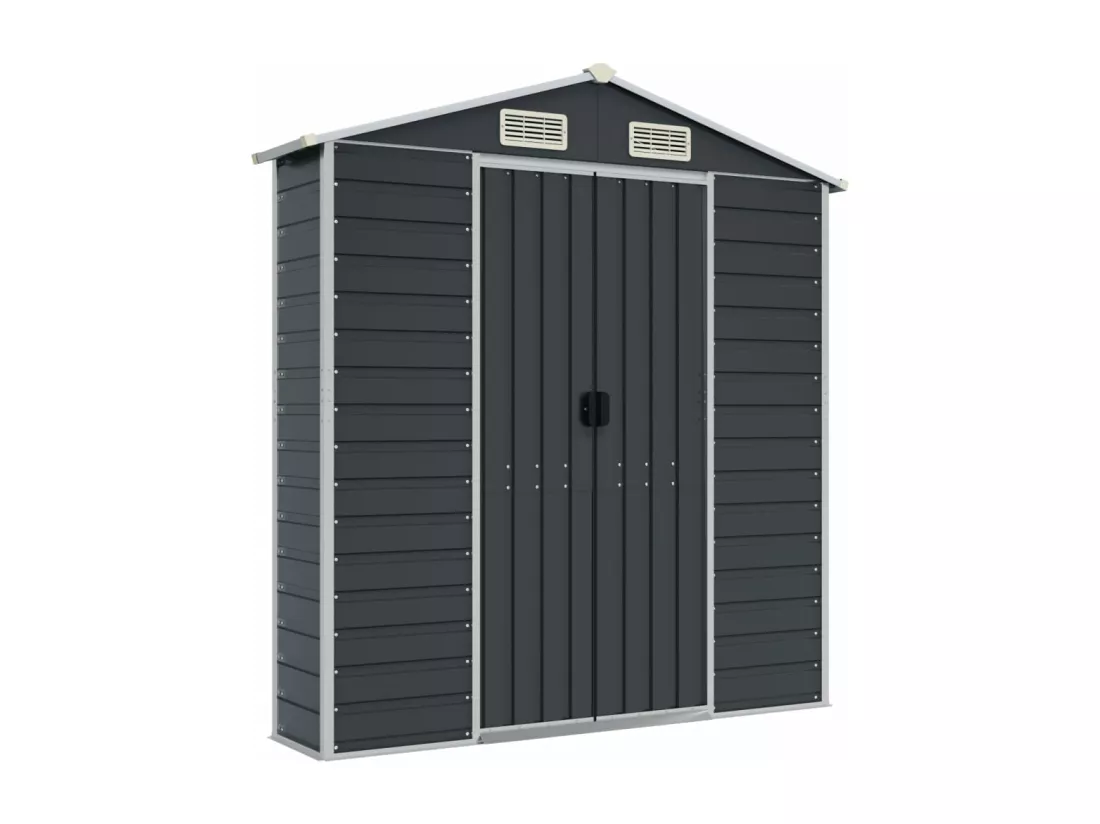 Abri de jardin anthracite 191x470x198 acier galvanisé