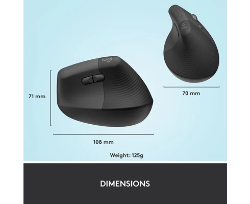 Logitech Lift Vertical Ergonomic Mouse - GRAPHITE / BLACK