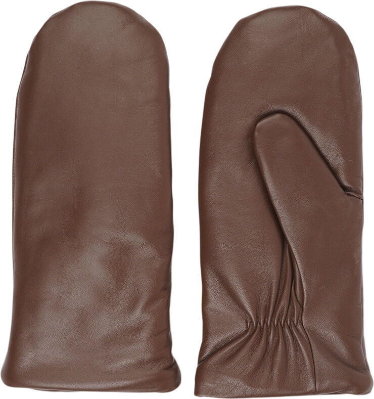 Lovelies RAVENNA - FINE LEATHER MITTENS W/ FLEECE LINING Dark brown