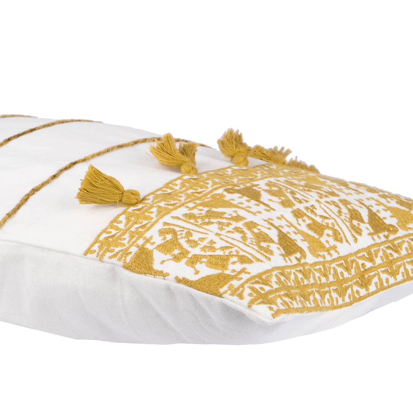 Febronie Housse de coussin Neo-Berbère jaune - 50x30 cm