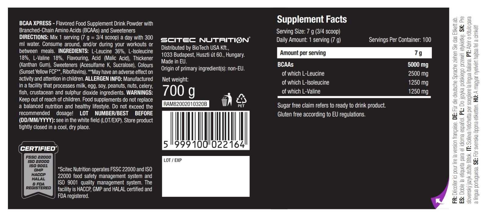 Scitec Nutrition BCAA Xpress 700 g