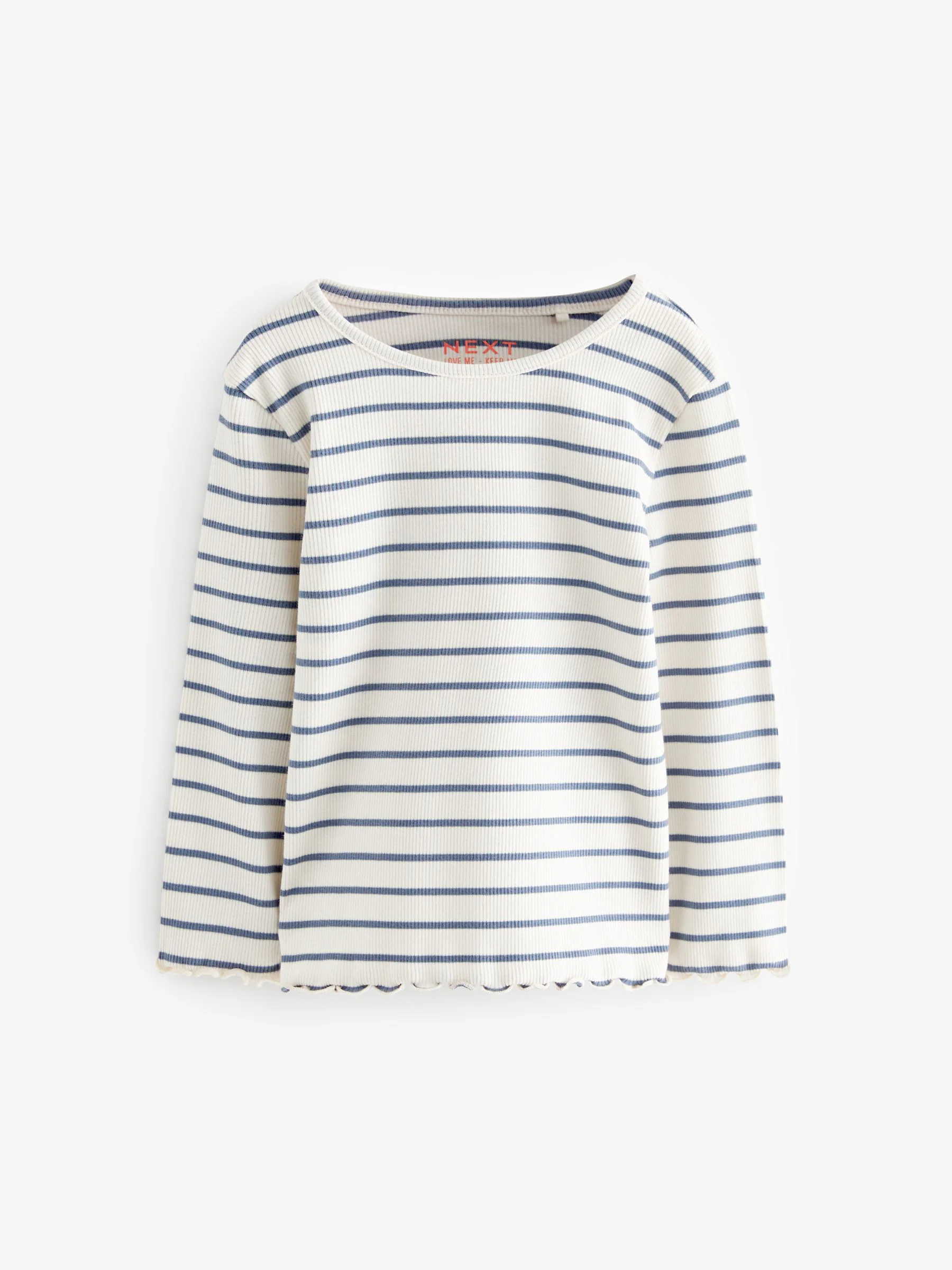 Marineblauw - Verpakking van 5 geribbelde tops met lange mouwen (3mnd -7jaar)