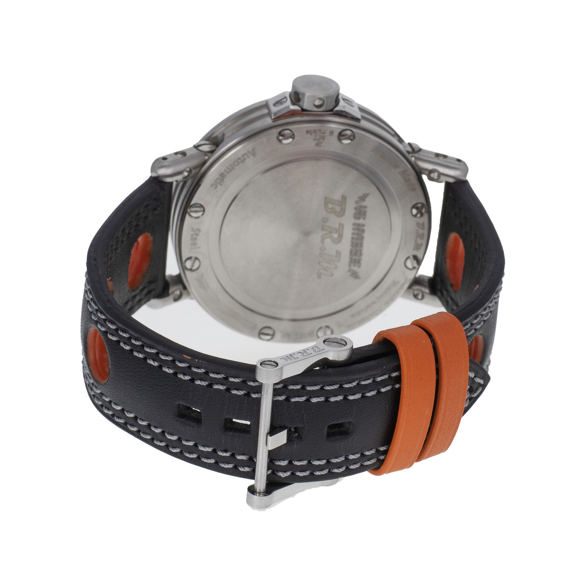Montre d'occasion BRM V6-44 homme acier bracelet cuir noir