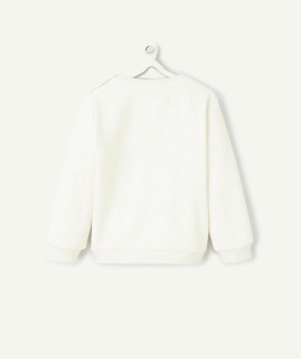 PULL DE NOËL BÉBÉ GARÇON EN FIBRES RECYCLÉES ÉCRU CHINÉ AVEC SAPIN EN SCRATCH