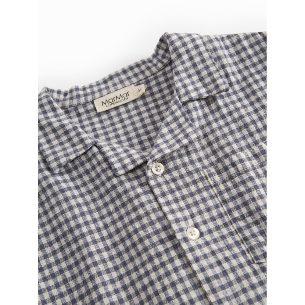 Køb MarMar Cotton Linen Marine Check Tage Skjorte