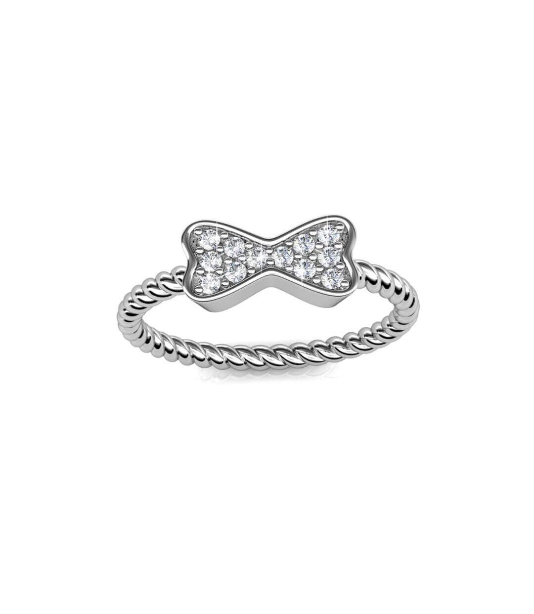 Bague Twisted Ribbon - Argenté et Cristal