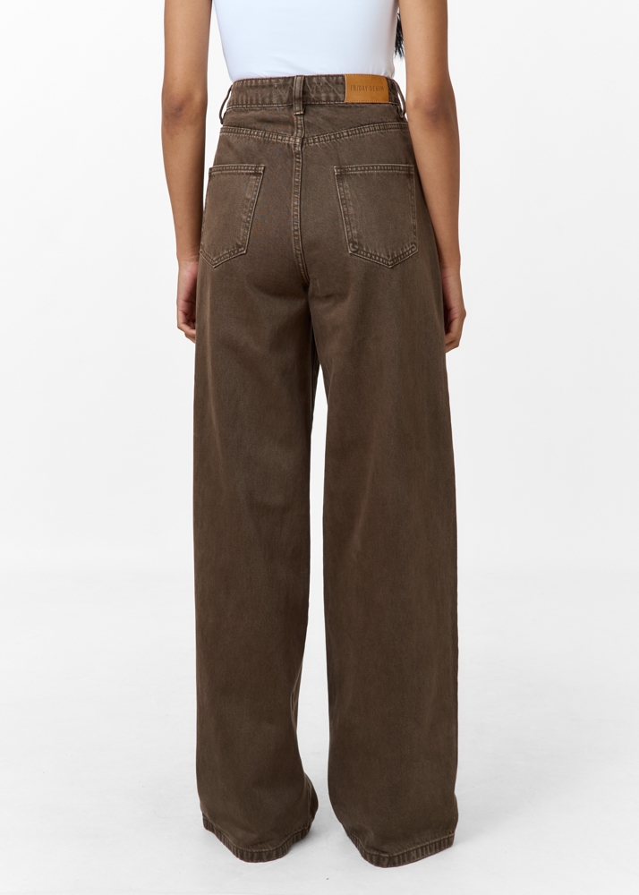 Wide leg classic jeans choco bruin