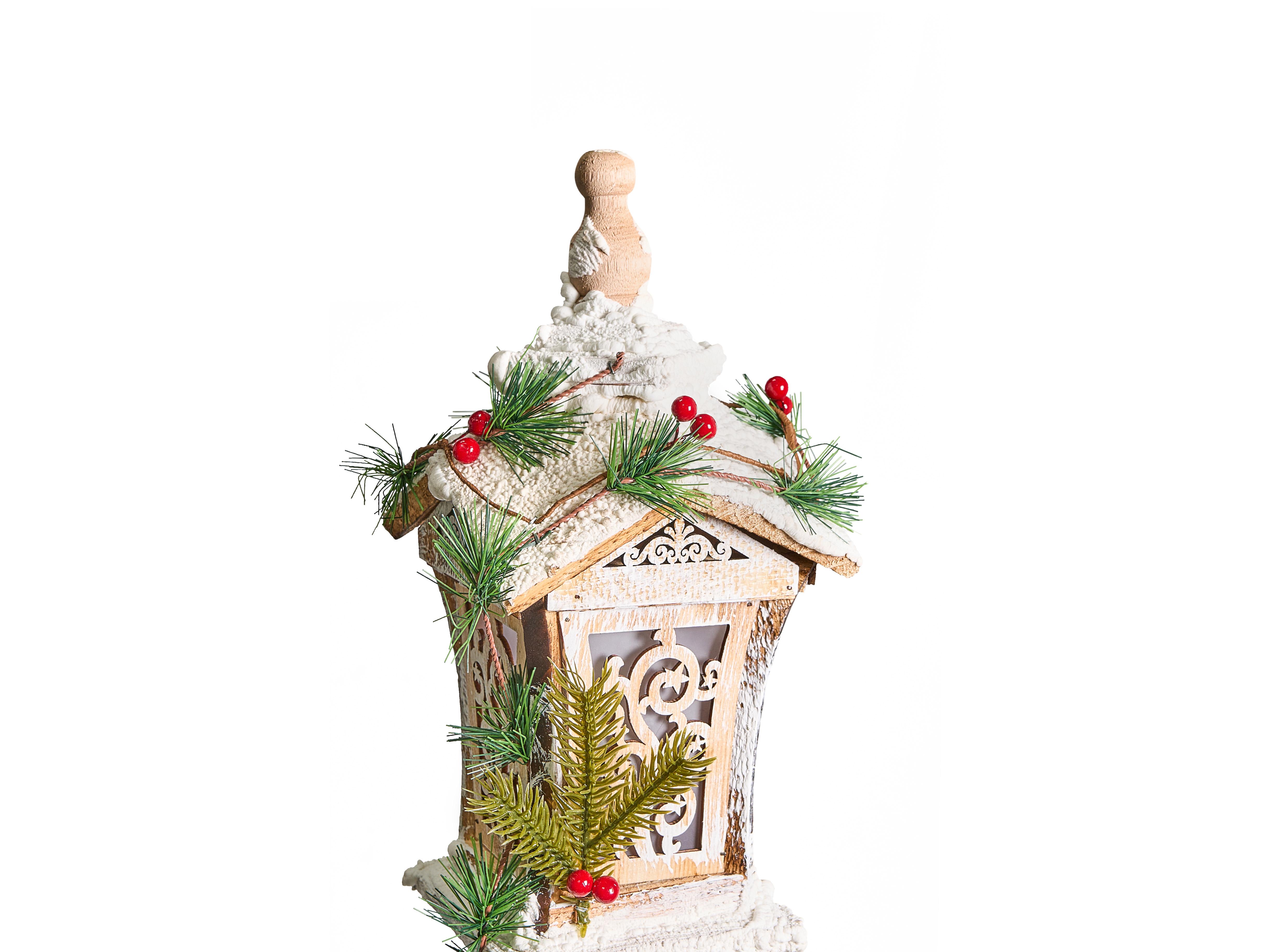 Kerstdecoratie LED LIESVESI Kerstlantaarnpaal 80 cm Lichtbruin