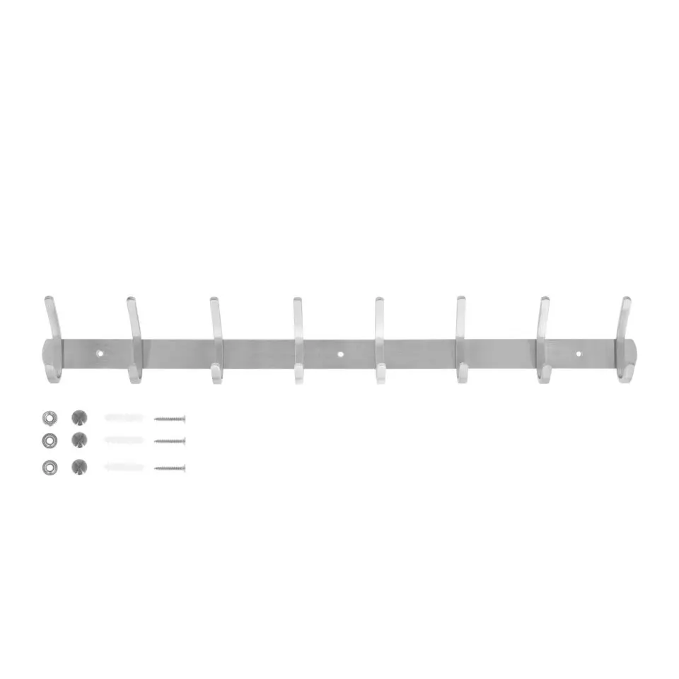 QUVIO Kapstok met 8 haken - RVS - Zilver