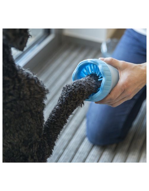 Trixie Pootreiniger Silicone - Hondenpootverzorging - Blauw M-L