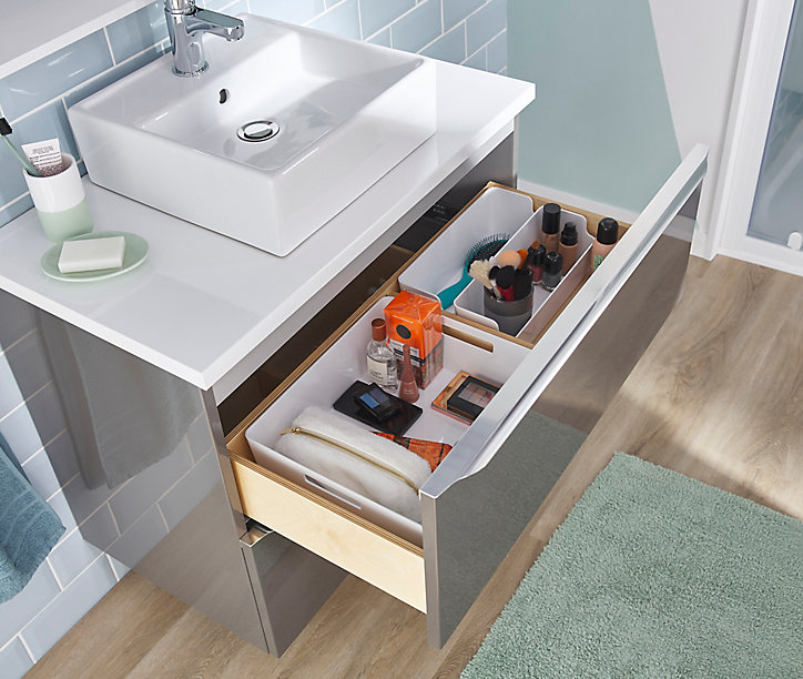 Meuble sous vasque à suspendre GoodHome Imandra gris taupé 80 cm