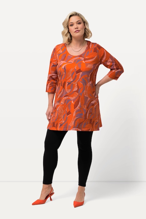 Longshirt, Blätter, Rundhalsausschnitt, 3/4-Arm