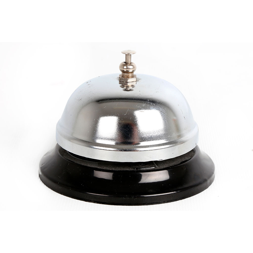 Sonnette de comptoir déco à poser argent D5.5x8.5cm