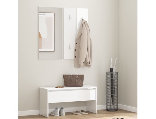 VIDAXL - Ensemble de meubles de couloir blanc brillant bois d'ingénie...