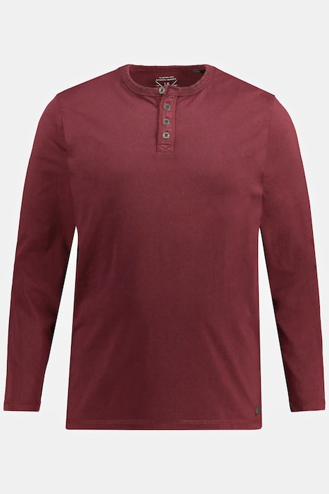 Henley, Langarm, Vintage Look, Rundhals, Knopfleiste, bis 8 XL