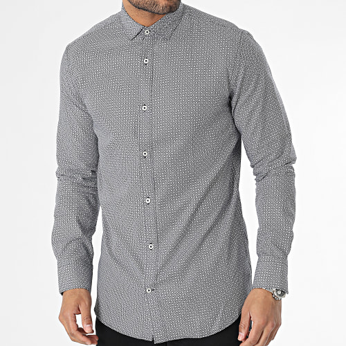Chemise Manches Longues Scandic Print Bleu Marine