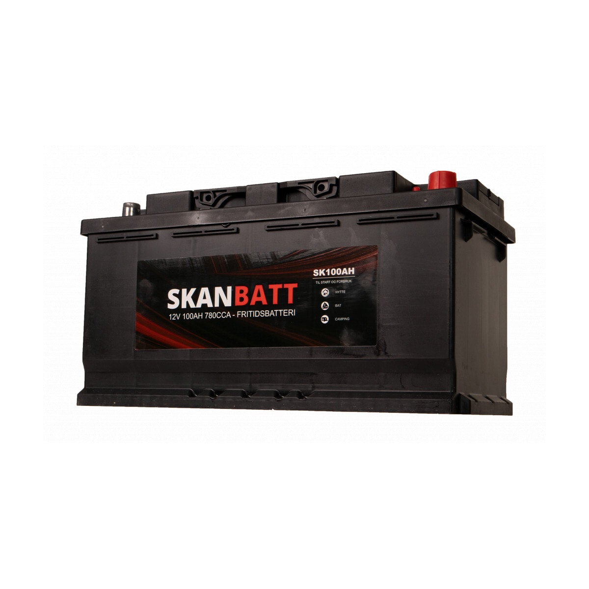 SKANBATT Fritidsbatteri 12V 100AH 780CCA (354x175x190/190mm) +høyre