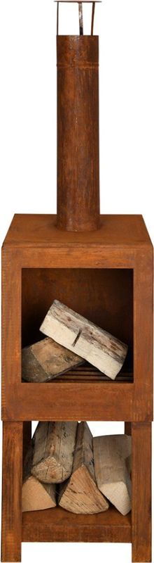 Esschert Design Tuinhaard met Houtopslag - Roestkleurig FF298