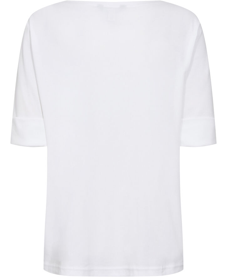 Lauren Ralph Lauren RFND STRTCH 1X1 RIB-ELB SLV BT NK T Hvid