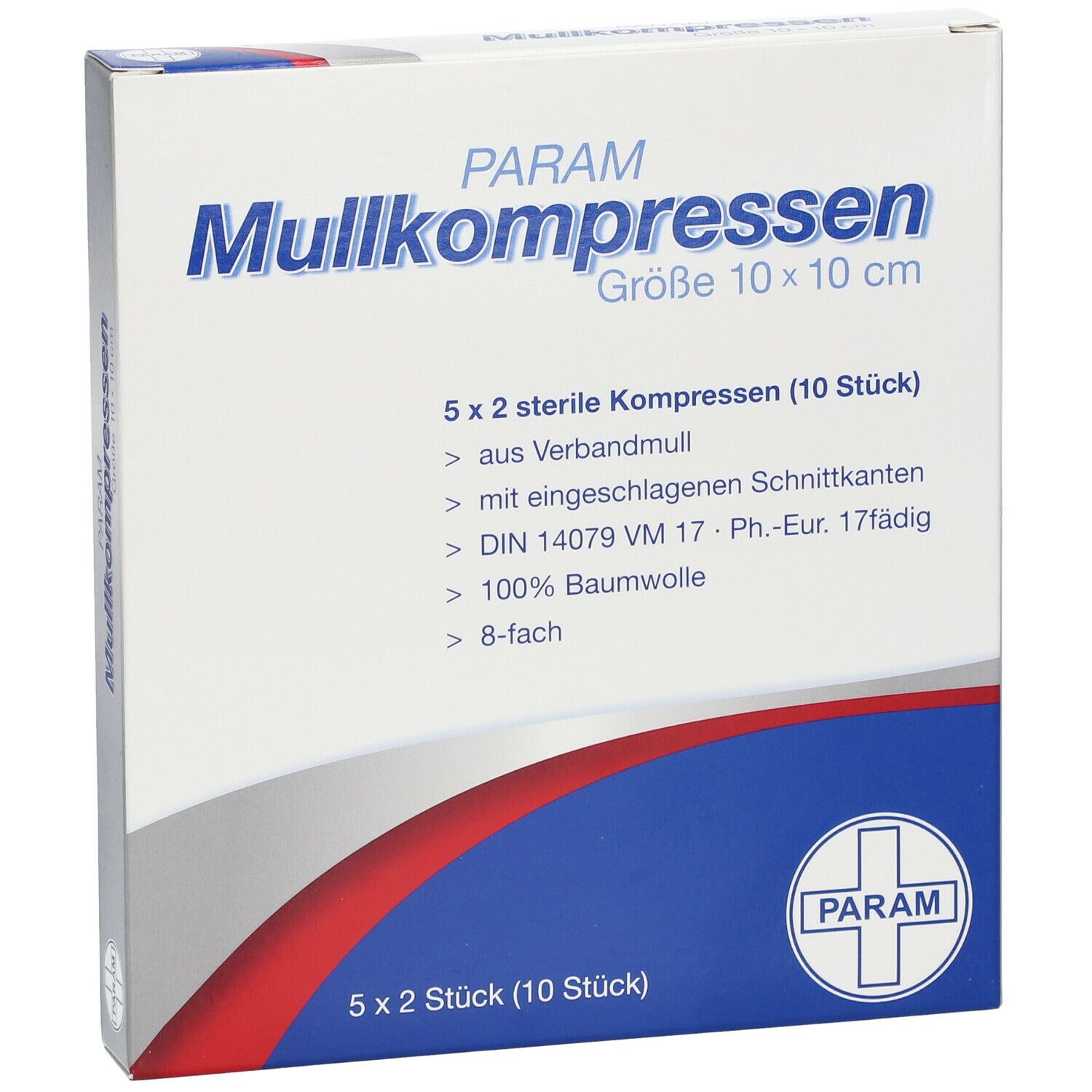 PARAM Mullkompressen 10 cm x 10 cm steril 8-fach