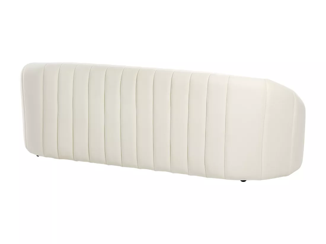 Canapé coquillage 3 places en velours blanc cassé MALUNG
