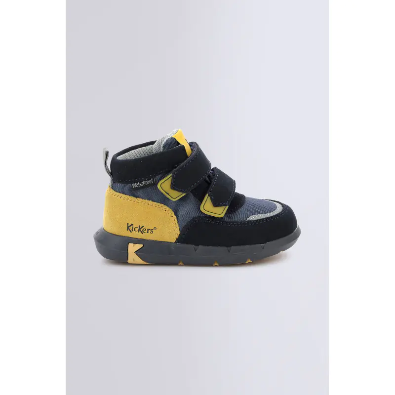 JUNIBO MARINE JAUNE SNEAKERS HAUTES Cuir/Textile Garçon
