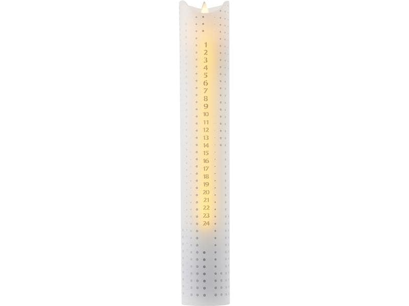 Sirius LED-Kerze Sara Adventskalender, Ø 5 x 29 cm, Silber/ LED Kerze Adventskalender mit silbernen Punkten