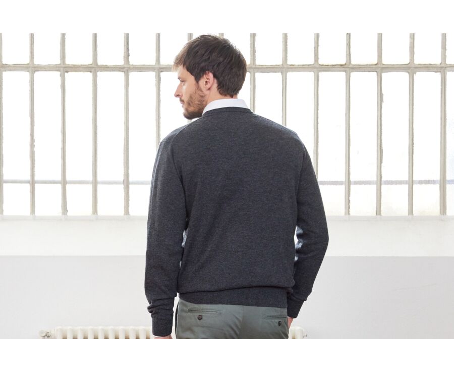 Pull laine homme col rond Gris Anthracite Chiné - CONAN