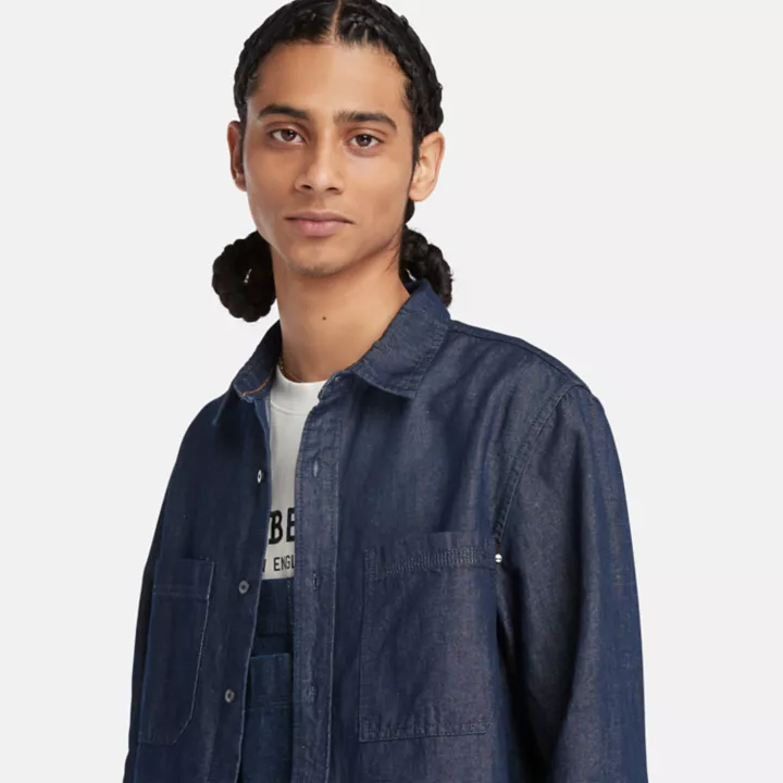 Chemise en denim de coton et de chanvre Windham pour homme en indigo