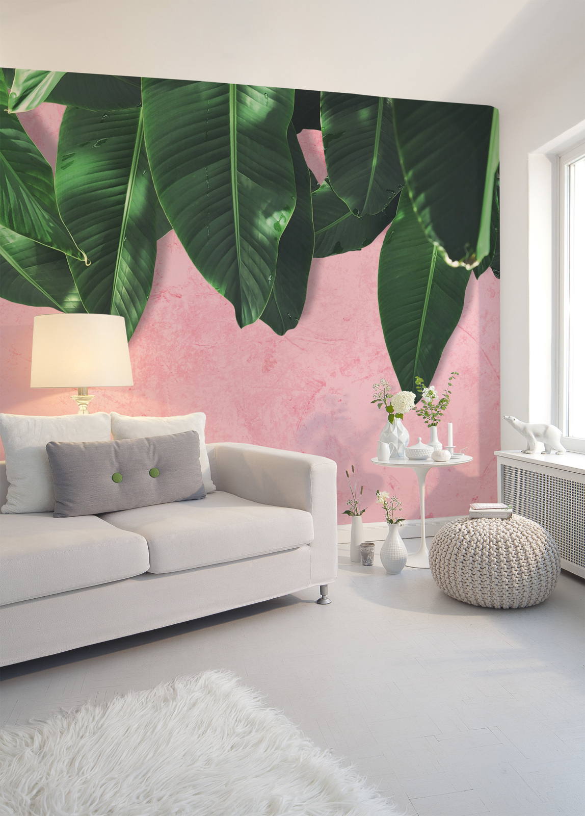 Fototapete DESIGNWALLS - rosa-grün - Pflanzen - 2,55 Meter